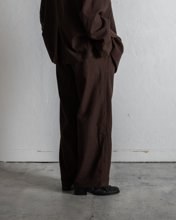 WOOL BELTED WIDE SLACKS, GRAPH CHECK