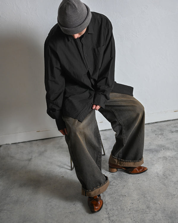 coffee black denim trousers_dstryd