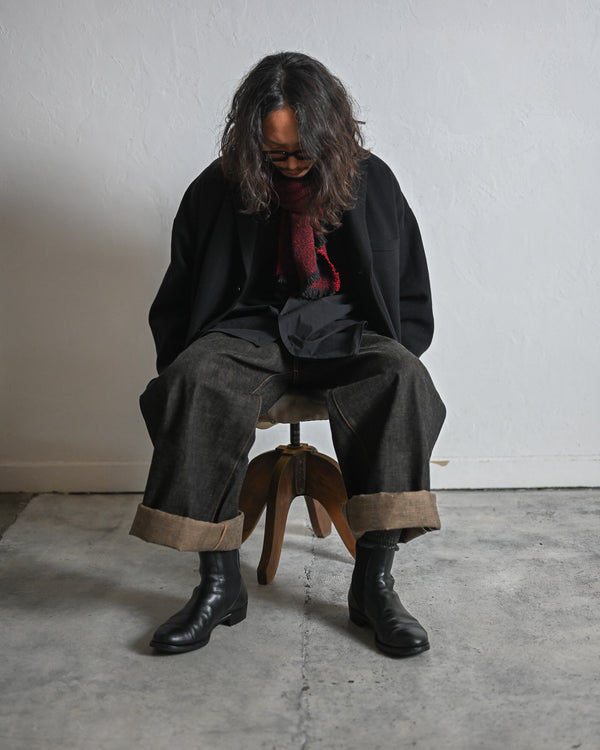 coffee black denim trousers