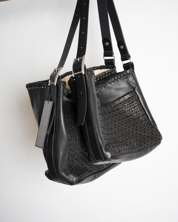 2 Pockets Tote Bag Medium, Mesh Horse Wax