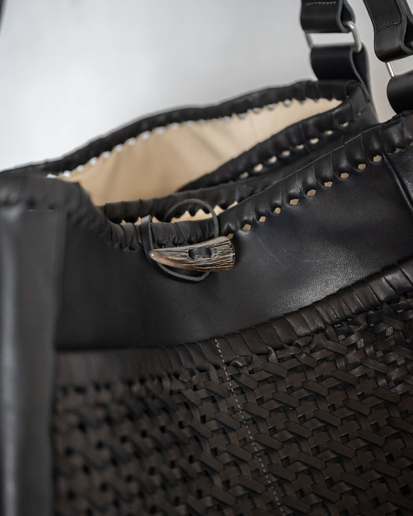 2 Pockets Tote Bag Large, Mesh Horse Wax