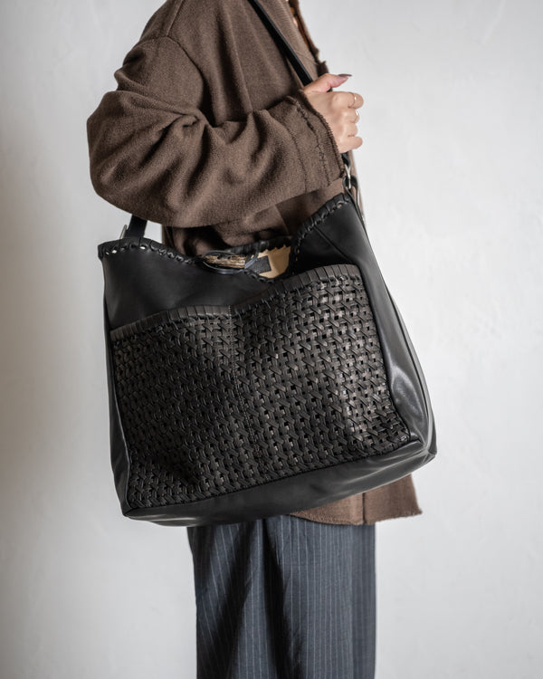 2 Pockets Tote Bag Large, Mesh Horse Wax
