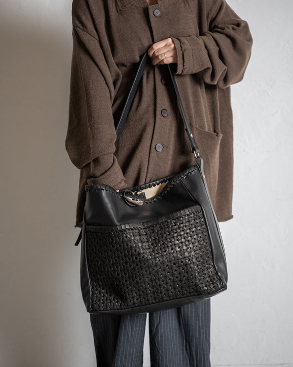 2 Pockets Tote Bag Large, Mesh Horse Wax