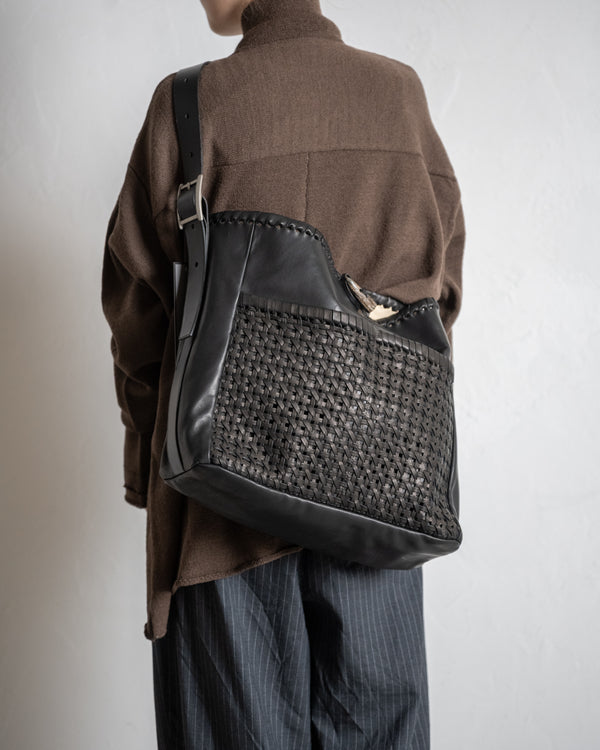 2 Pockets Tote Bag Large, Mesh Horse Wax