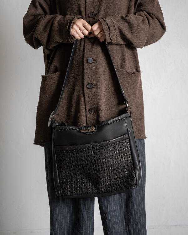 2 Pockets Tote Bag Medium, Mesh Horse Wax