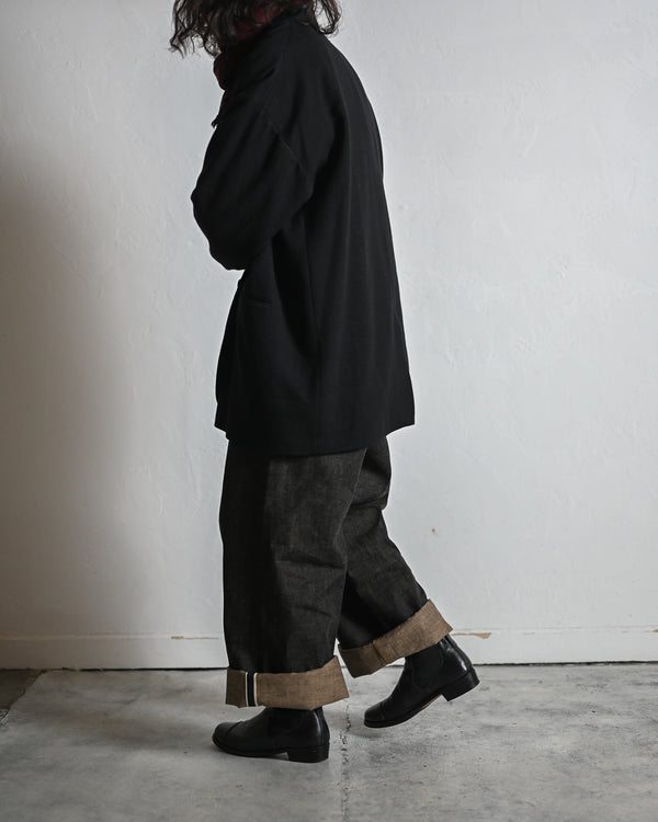 coffee black denim trousers