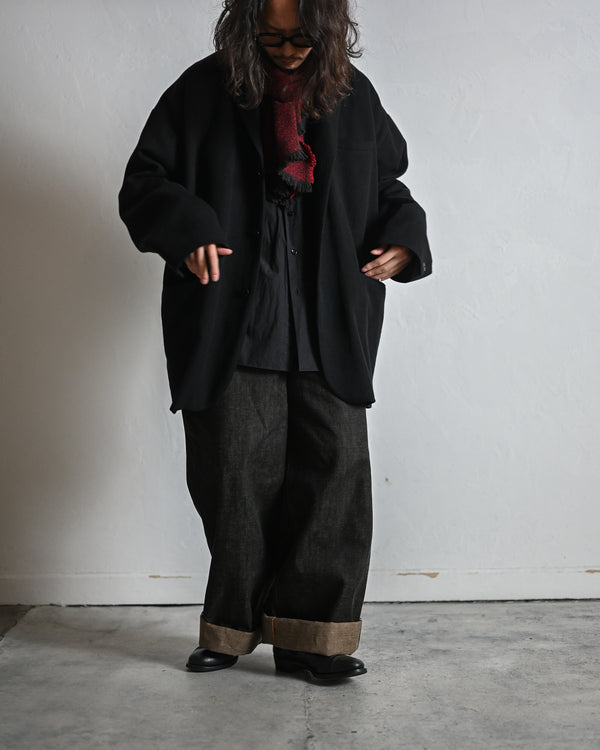 coffee black denim trousers