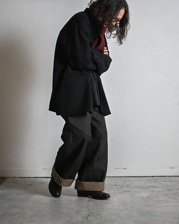 coffee black denim trousers