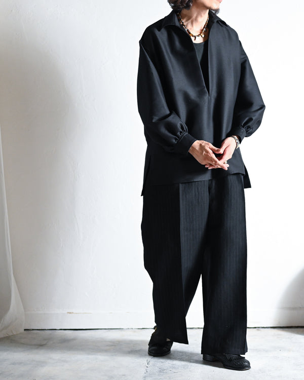 STRIPE WOOL WIDE SLACKS-ANCELLM-COELACANTH