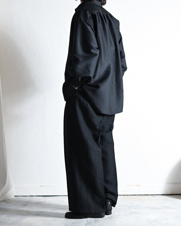 STRIPE WOOL WIDE SLACKS-ANCELLM-COELACANTH