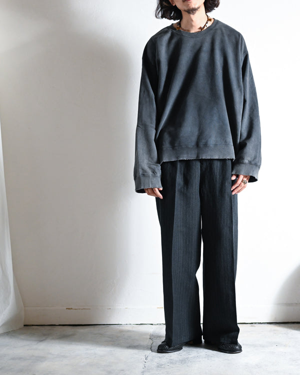 STRIPE WOOL WIDE SLACKS-ANCELLM-COELACANTH