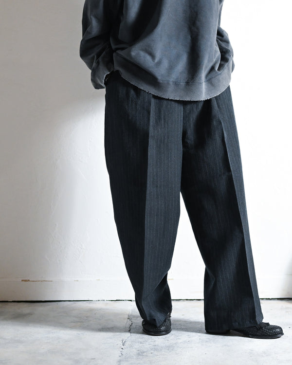 STRIPE WOOL WIDE SLACKS-ANCELLM-COELACANTH