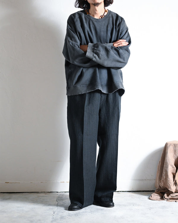 STRIPE WOOL WIDE SLACKS-ANCELLM-COELACANTH