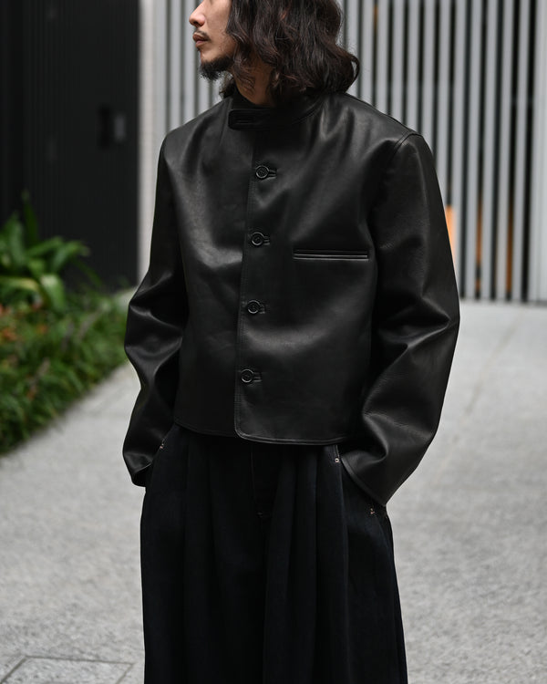 Button Up Single Leather Jacket