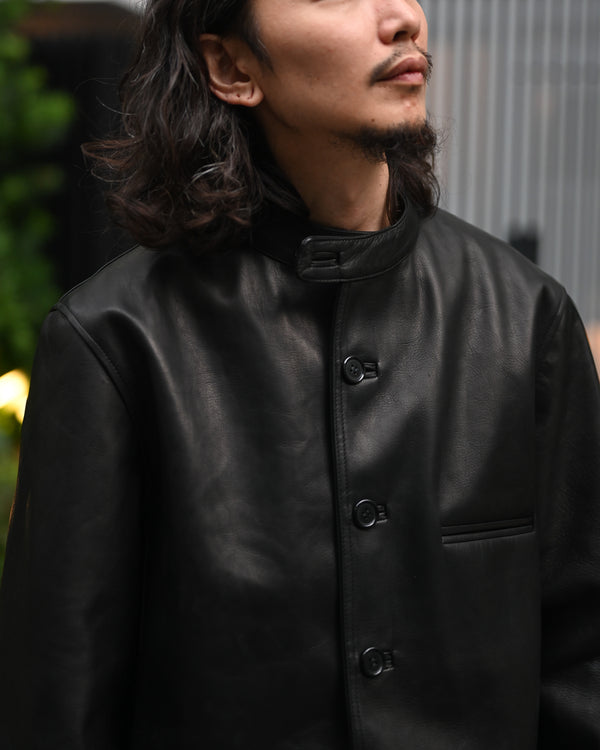 Button Up Single Leather Jacket