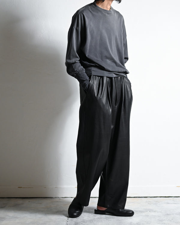 LEATHER WIDE PANTS, FULL GRAIN-YOKO SAKAMOTO-COELACANTH