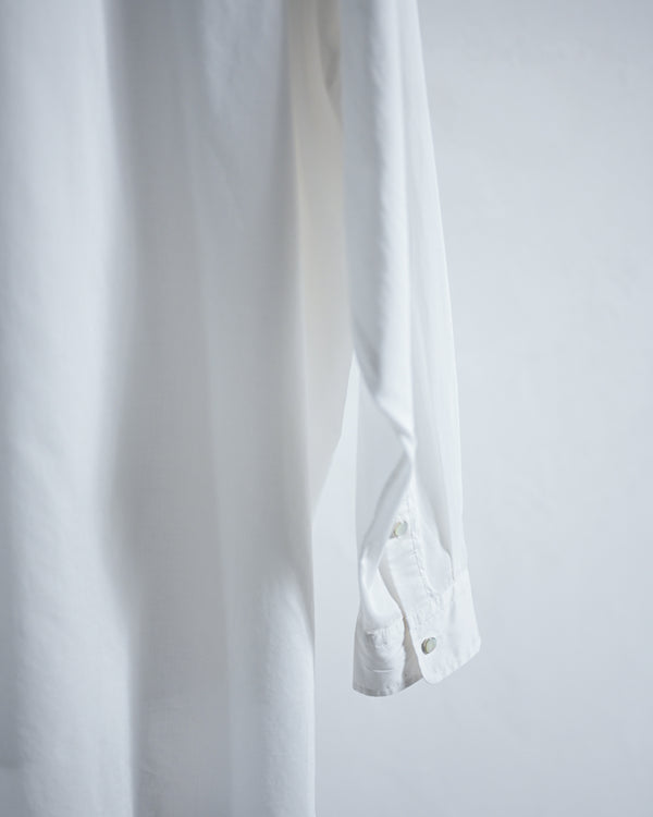 Washed Over Cotton&Silk Shirt, white or dust blue-Fujimoto-COELACANTH