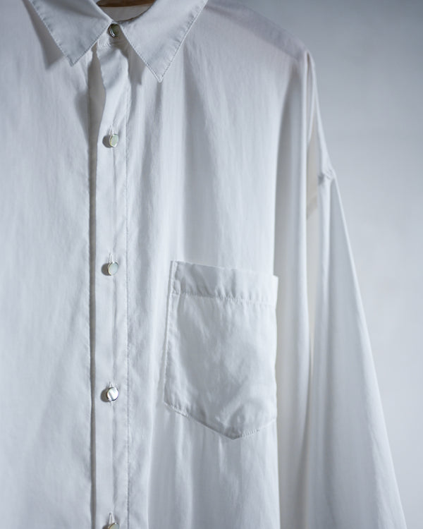 Washed Over Cotton&Silk Shirt, white or dust blue-Fujimoto-COELACANTH