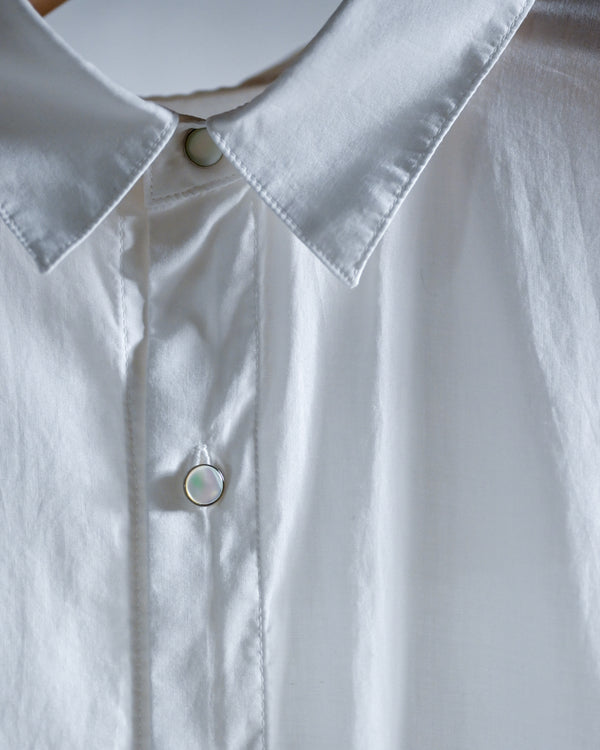 Washed Over Cotton&Silk Shirt, white or dust blue-Fujimoto-COELACANTH