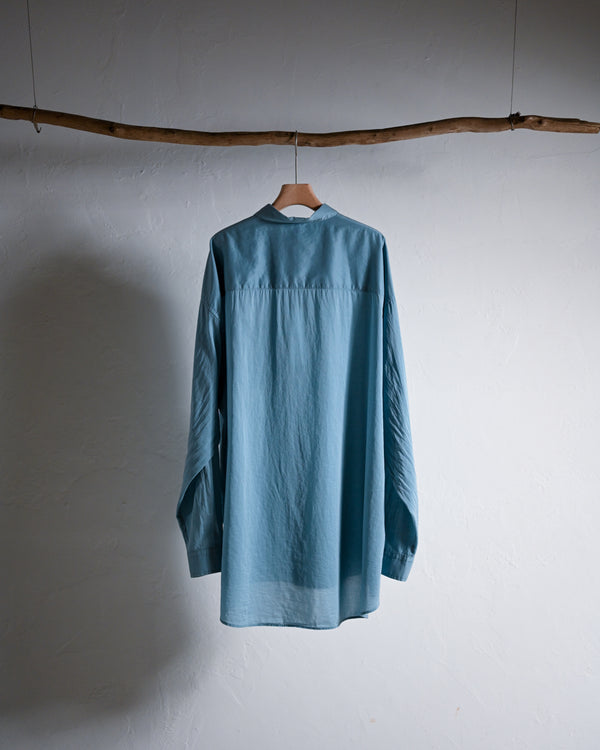 Washed Over Cotton&Silk Shirt, white or dust blue-Fujimoto-COELACANTH