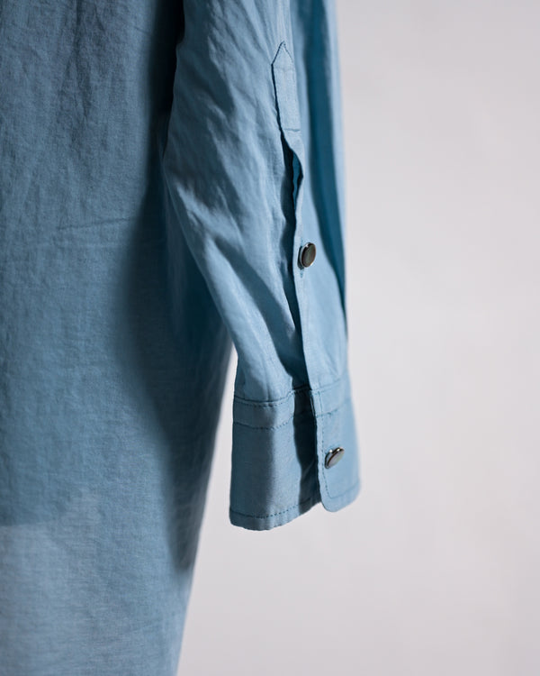 Washed Over Cotton&Silk Shirt, white or dust blue-Fujimoto-COELACANTH