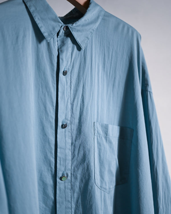 Washed Over Cotton&Silk Shirt, white or dust blue-Fujimoto-COELACANTH