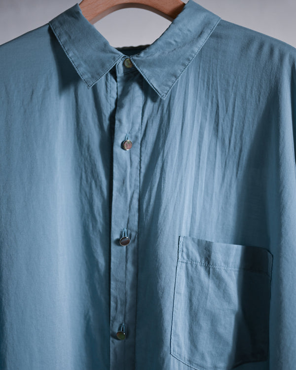 Washed Over Cotton&Silk Shirt, white or dust blue-Fujimoto-COELACANTH