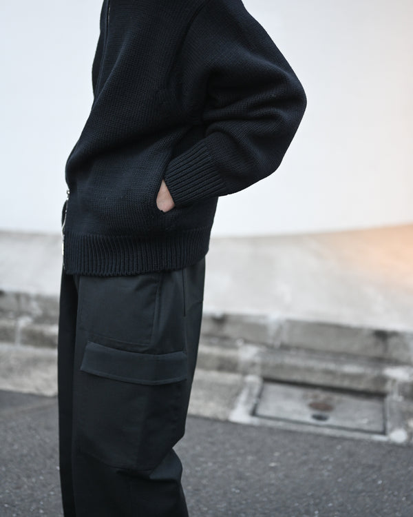 WOOL SILK REVER CARGO TROUSERS