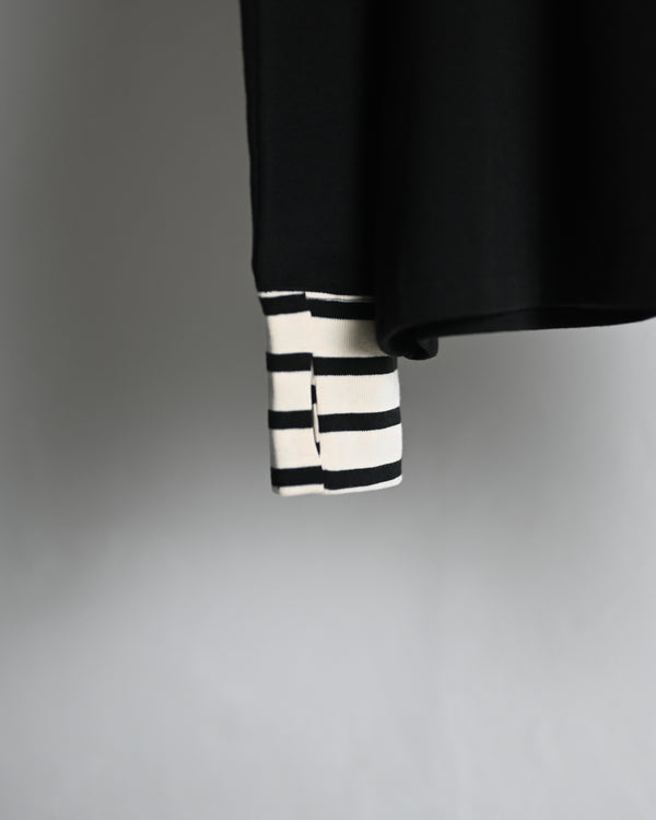 EMB OVERSIZED BOATNECK TEE LS, black