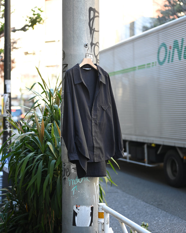 SILK NEP LONG SHIRT, black