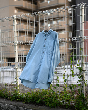 Washed Over Cotton&Silk Shirt, white or dust blue-Fujimoto-COELACANTH