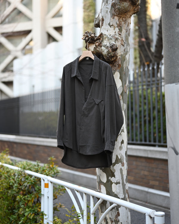 SILK NEP LONG SHIRT, brown