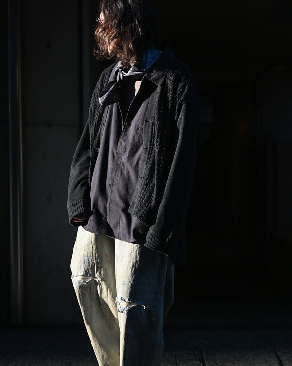 LACED KNIT CARDIGAN, black