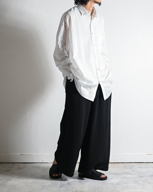 Washed Over Cotton&Silk Shirt, white or dust blue-Fujimoto-COELACANTH