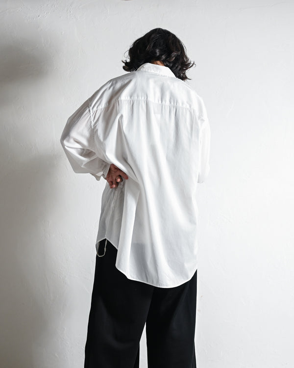 Washed Over Cotton&Silk Shirt, white or dust blue-Fujimoto-COELACANTH