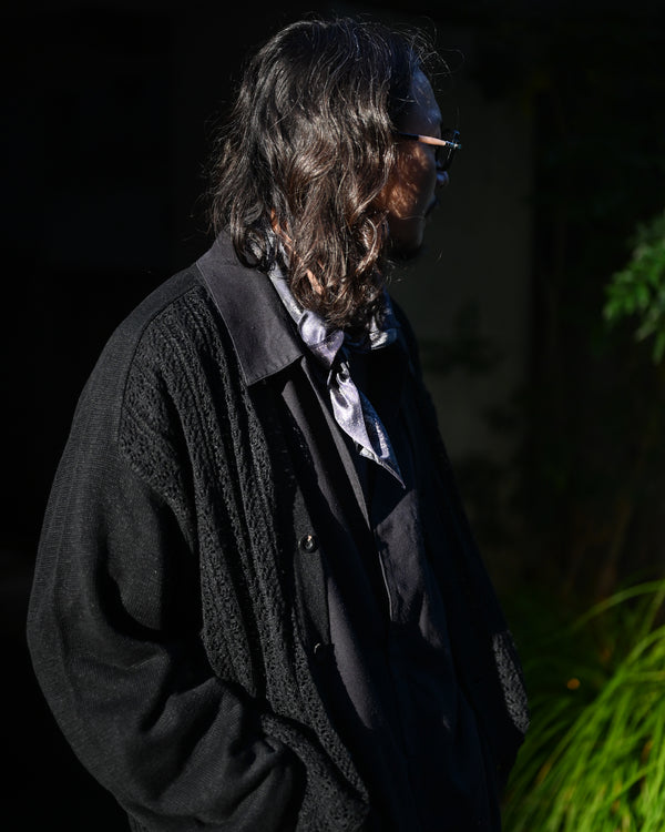 LACED KNIT CARDIGAN, black