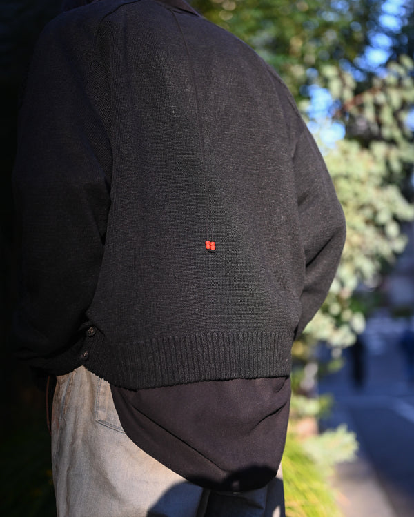 LACED KNIT CARDIGAN, black