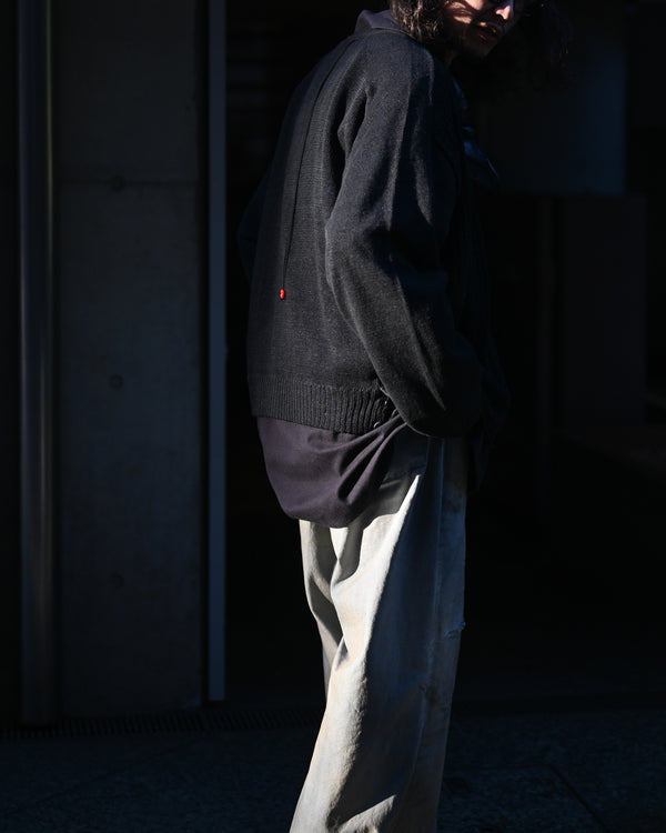 LACED KNIT CARDIGAN, black