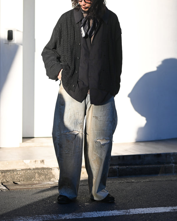 LACED KNIT CARDIGAN, black