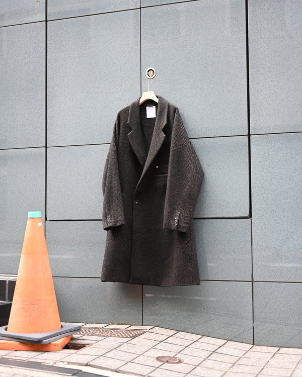 SEMI-DOUBLE CHESTER COAT, brown×black