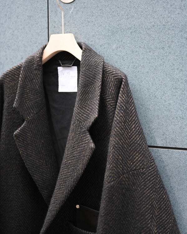 SEMI-DOUBLE CHESTER COAT, brown×black