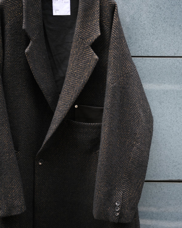 SEMI-DOUBLE CHESTER COAT, brown×black