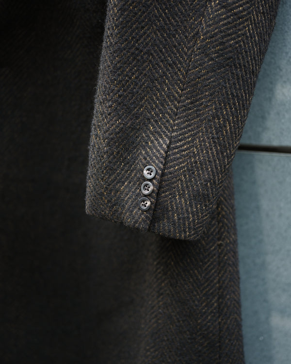 SEMI-DOUBLE CHESTER COAT, brown×black