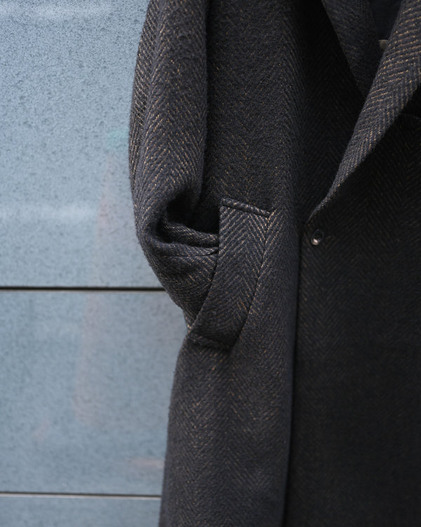 SEMI-DOUBLE CHESTER COAT, brown×black