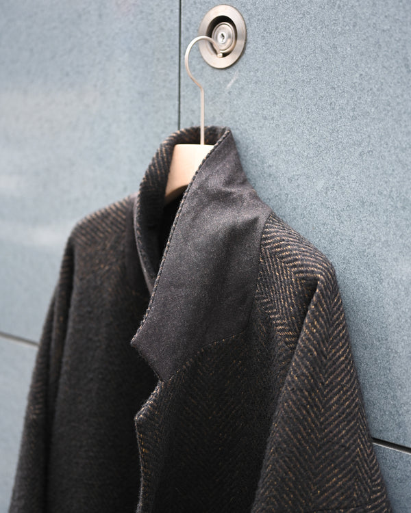 SEMI-DOUBLE CHESTER COAT, brown×black