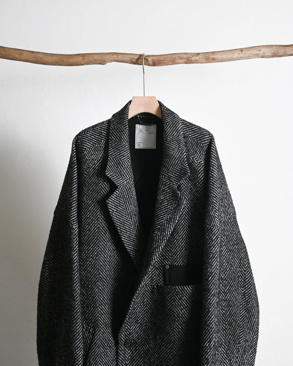 SEMI-DOUBLE CHESTER COAT, white×black