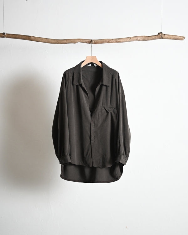 SILK NEP LONG SHIRT, brown