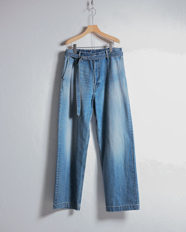 DENIM WIDE TROUSERS, FADE INDIGO-YOKO SAKAMOTO-COELACANTH