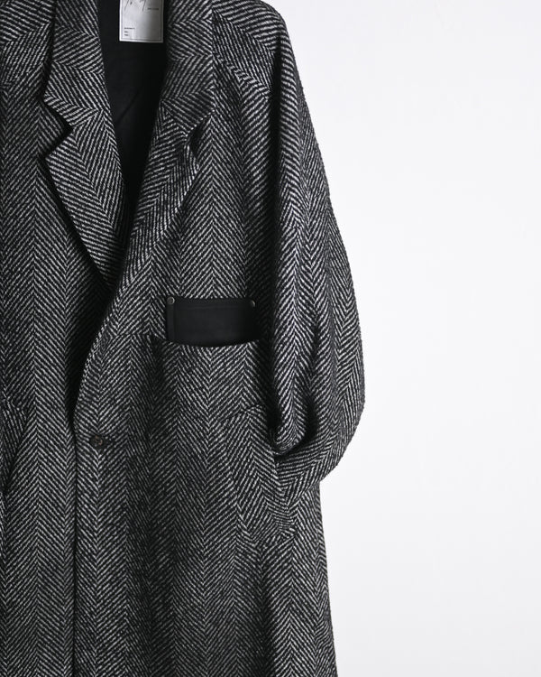 SEMI-DOUBLE CHESTER COAT, white×black