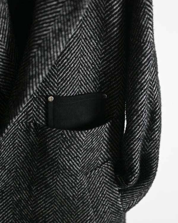 SEMI-DOUBLE CHESTER COAT, white×black